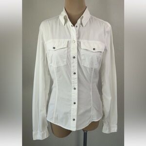Vintage GF FERRE Italy White Western Button Up Shirt Top S